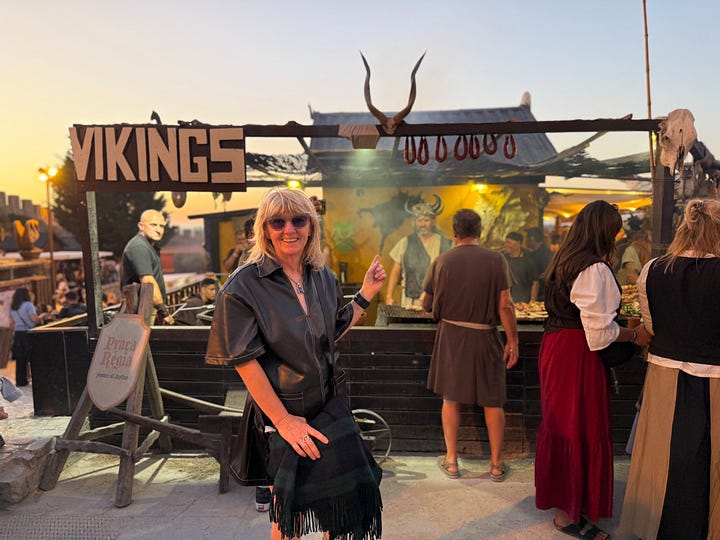 Jousting arena, fire dancing and a food stall with Vikings cooking