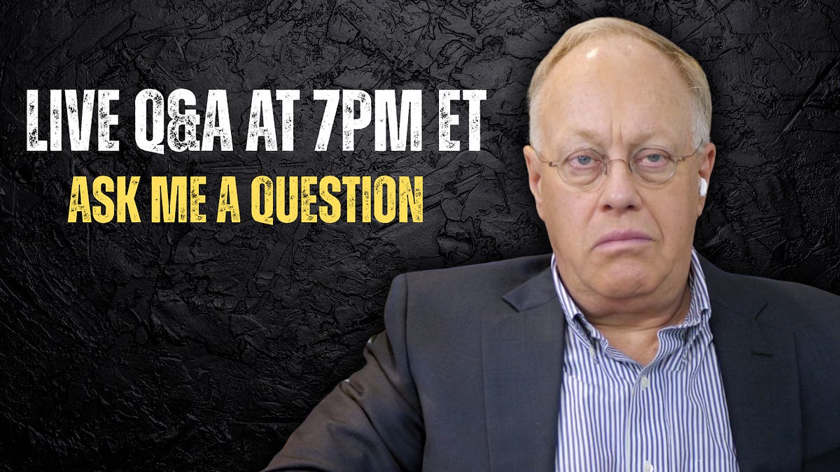 Chris Hedges Live Q&A TODAY — 7 P.M. ET