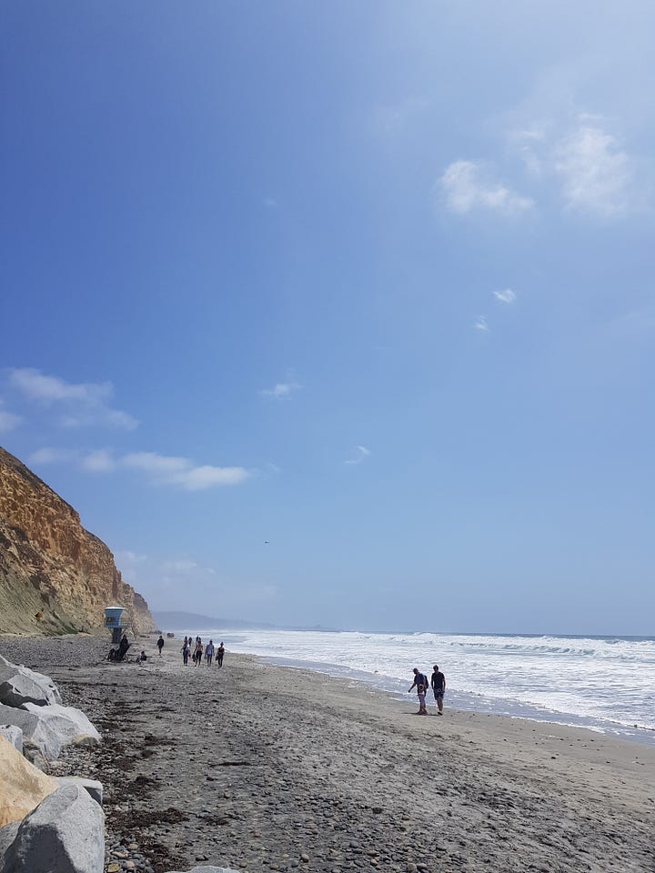Images showing the beach and hiking trails in Torrey Pines State Beach