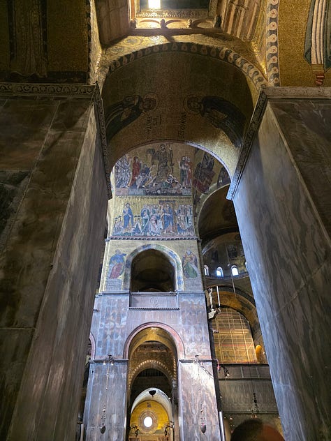 Pictures of the outside and inside of St. Mark's in Venice