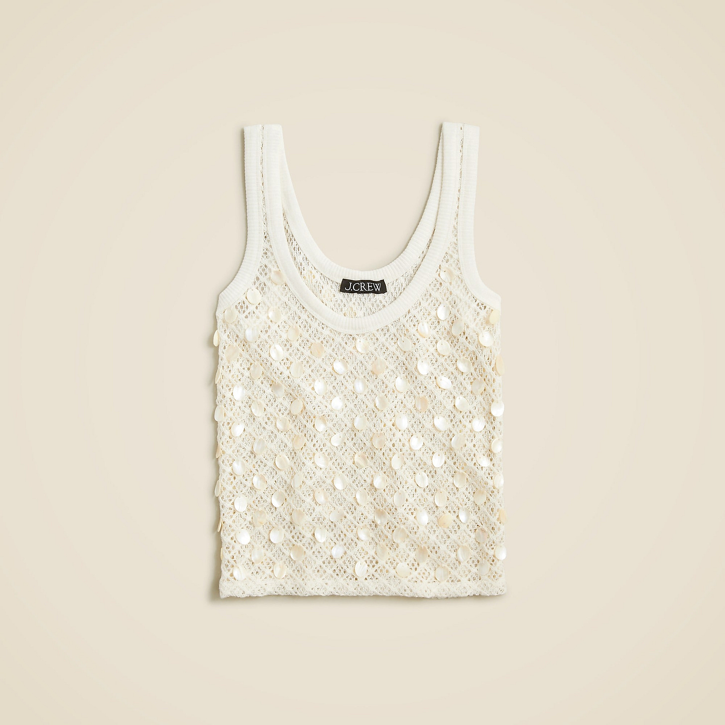 Crochet shell-embroidered tank top