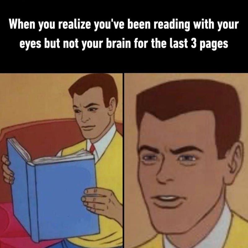 reading with eyes but not brain meme
