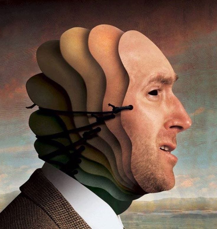 This may contain: a man with his head turned to look like he is looking at something in the distance