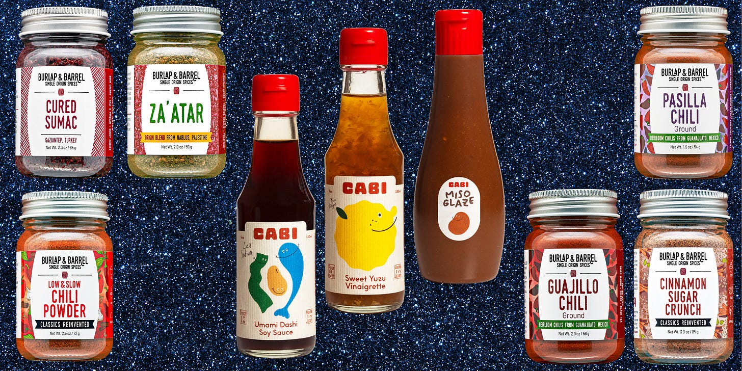 Spices and Cabi sauces.