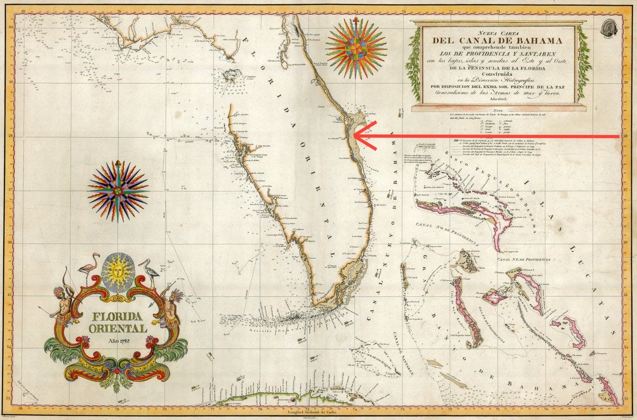 Spanish Map of Florida and the Bahamas, 1805 by Unknown