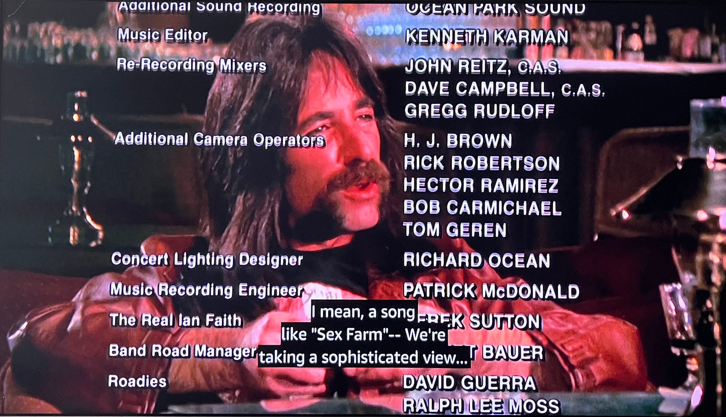 Image from This is Spinal Tap: Derek is giving an interview and saying, “I mean, a song like ‘Sex Farm’ — We’re taking a sophisticated view of sex and music. And putting it on a farm.”