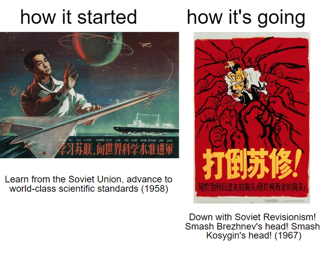 r/HistoryMemes - Sino-Soviet Split in two images