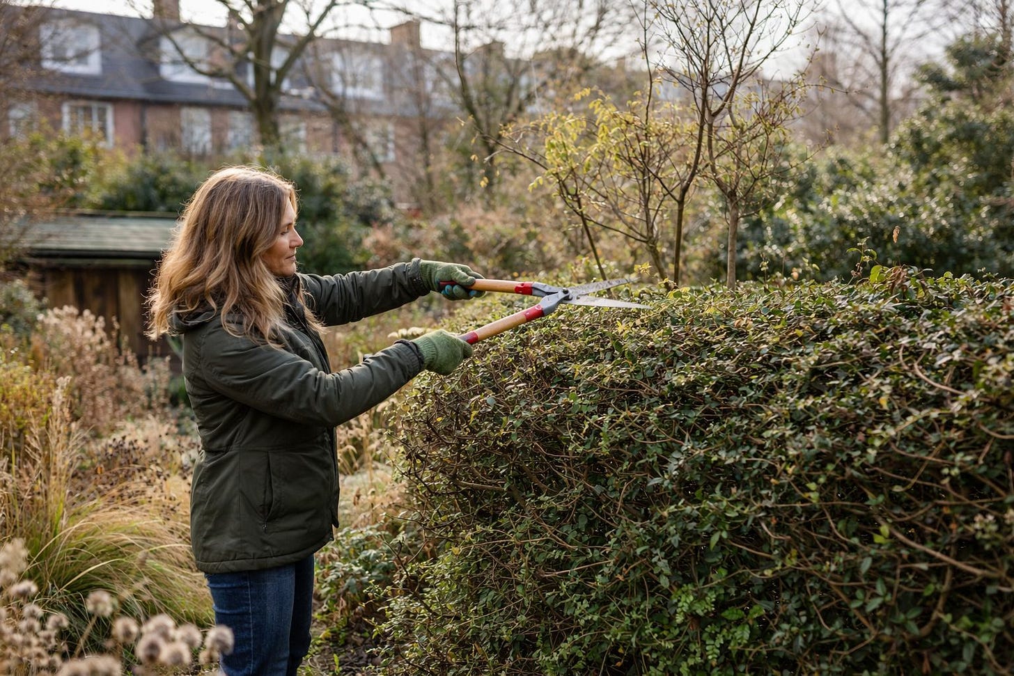 Shaping a Hedge in an Urban Rewided Garden