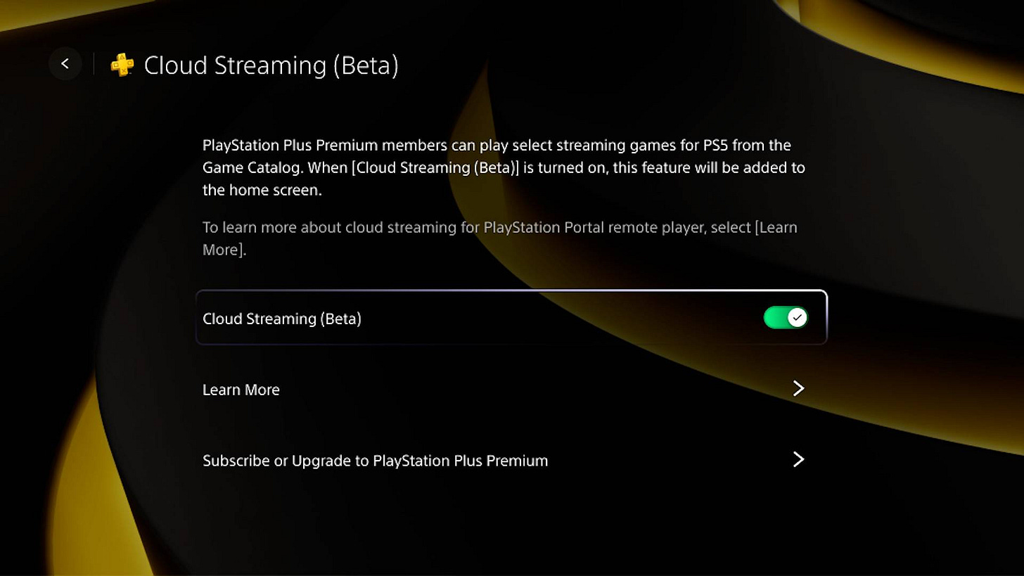PS Plus Premium cloud streaming setup