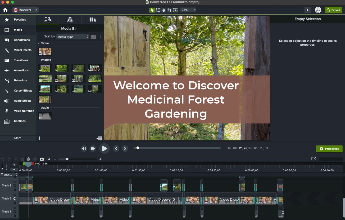 Screenshot of Camtasia editing