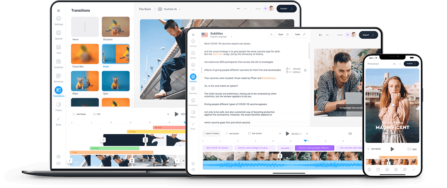 VEED app displayed on mobile,tablet and laptop