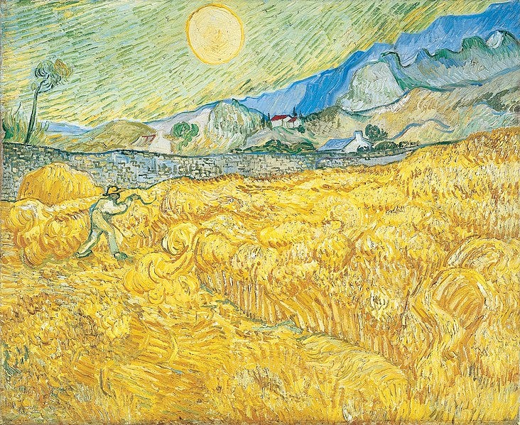 File:Vincent van Gogh - Wheat Field Behind Saint-Paul Hospital with a Reaper - Google Art & Culture.jpg