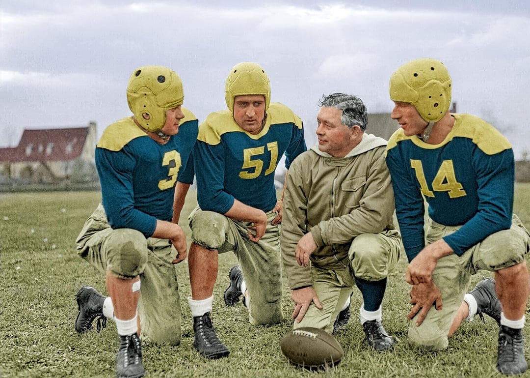 r/GreenBayPackers - 1943 photo of three Hall of Famers - Coach Curly Lambeau, Tony Canadeo (3) and Don Hutson (14). Irv Comp, center. (Colorized by OP) r/GreenBayPackers - 1943 photo of three Hall of Famers - Coach Curly Lambeau, Tony Canadeo (3) and Don Hutson (14). Irv Comp, center. (Colorized by OP)