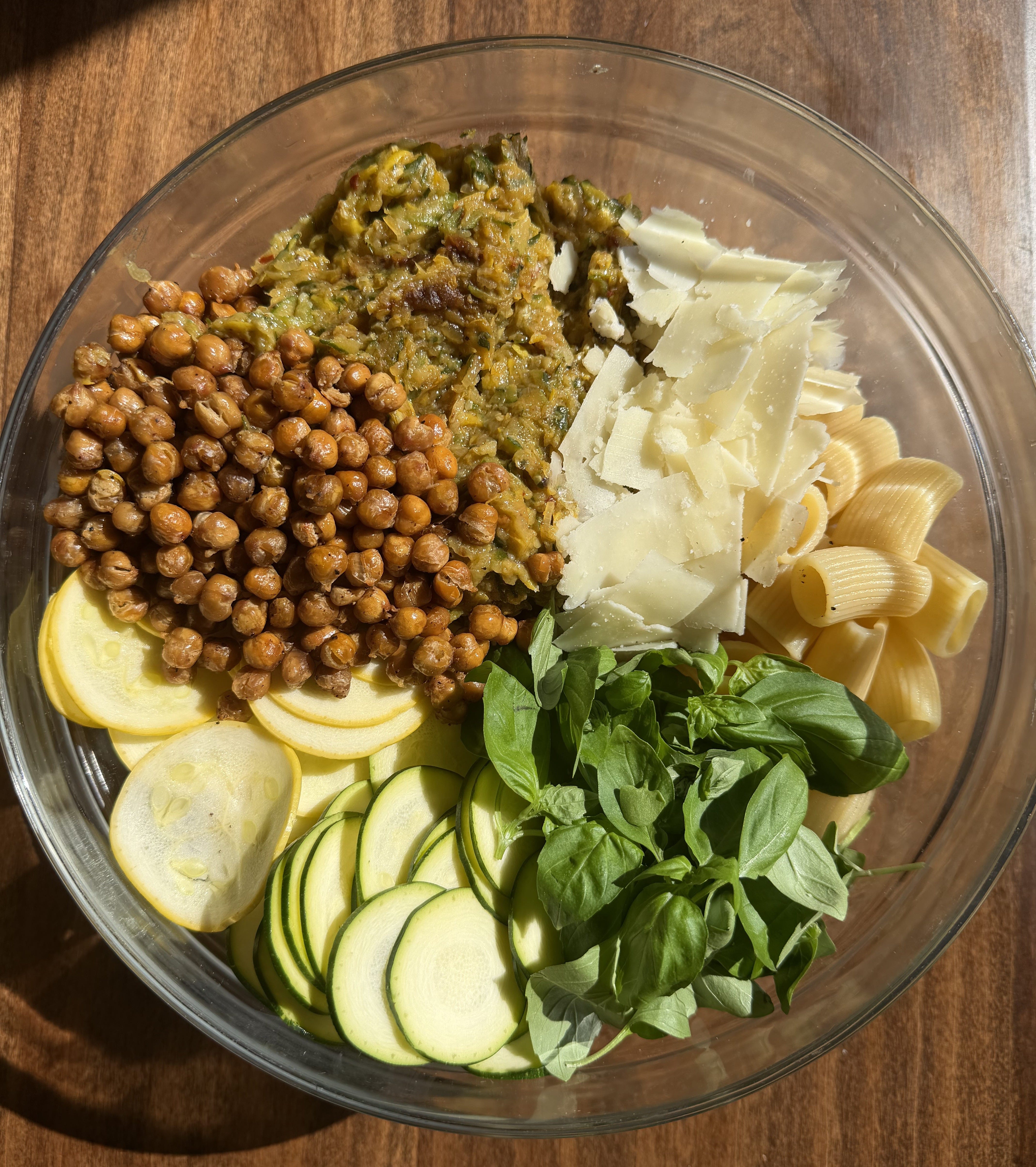no. 197: caramelized zucchini pasta salad with chickpeas, pecorino