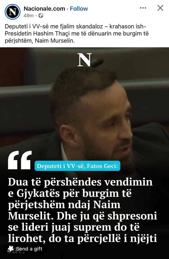 Si e interpretuan deklaratën e deputetit Fatos Geci disa media aleate të rrjetit të Hashim Thaçit