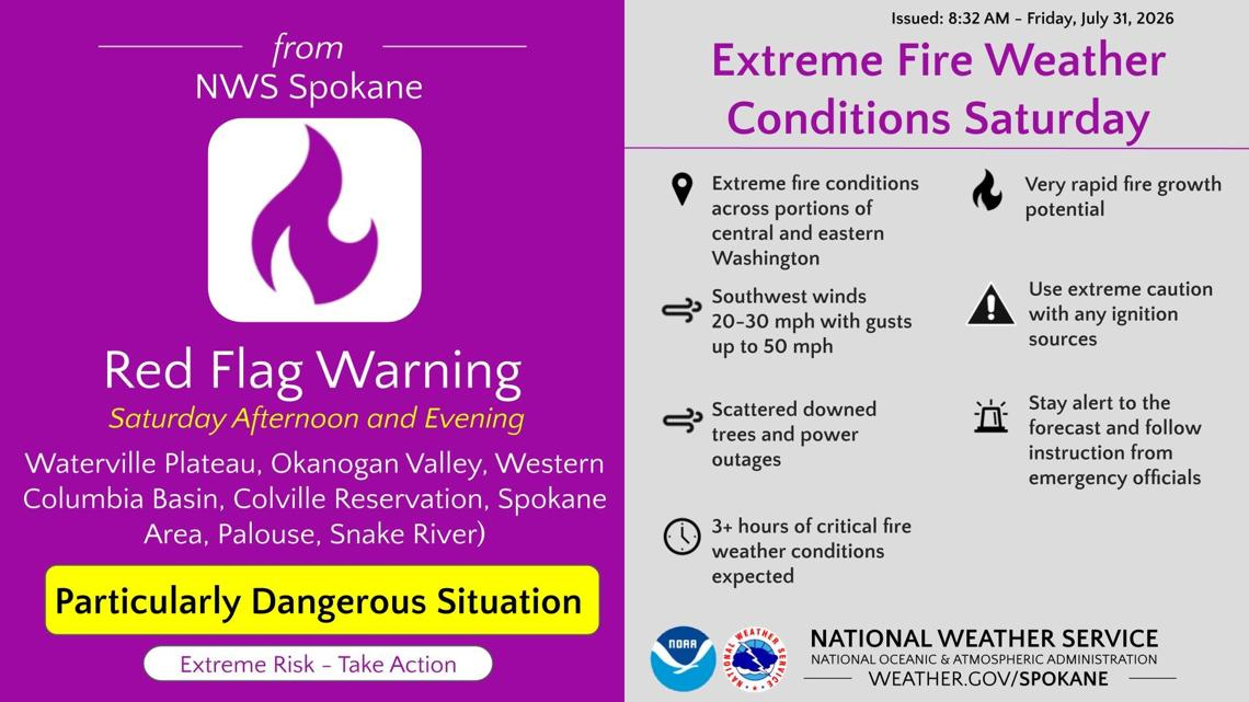 NWS Spokane utilizes "Particularly Dangerous Situation" tool for Saturday's  elevated fire danger | krem.com