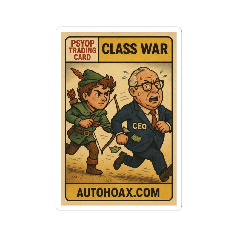 Class War Kiss-Cut Stickers - Retro Design, Social Justice Theme, Psyop Trading Card Stickers image 1