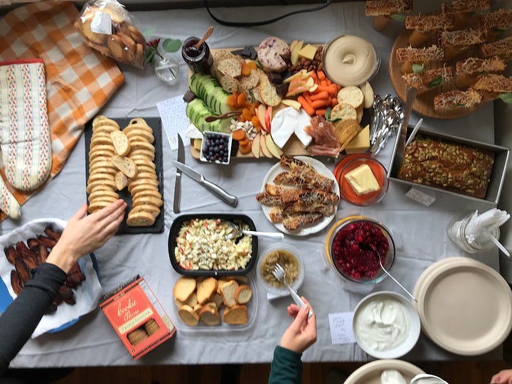 four overhead photos of autumnal foods