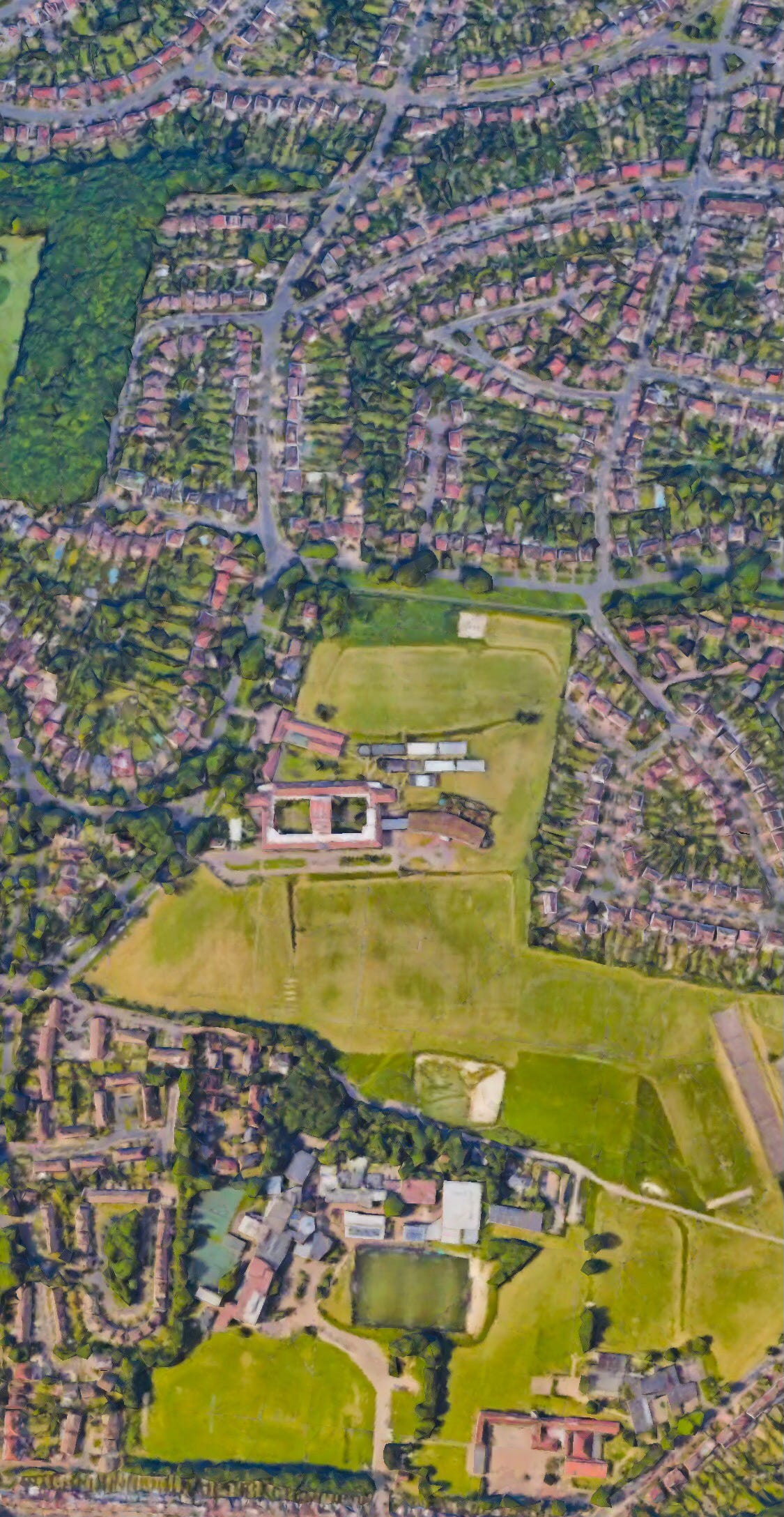 Map of streets and houses encroaching on the green