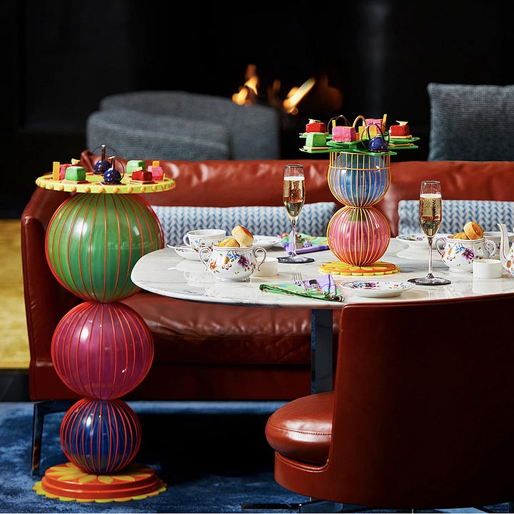 Never Stop Dreaming (Image: The North Face) | Beacon of Dreams (Image: Yinka Ilori) | Flamboyance of Flamingo Playground (Image: Yinka Ilori) | Bulgari Hotel Cake Stand (Image: Yinka Ilori)