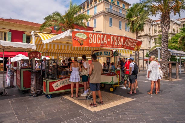 Beach clubs along the Nice coastline