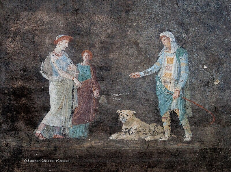 File:Fresco depicting the meeting of Helen and Alexandros (Paris), Black Room, Pompeii.jpg File:Fresco depicting the meeting of Helen and Alexandros (Paris), Black Room, Pompeii.jpg