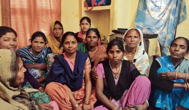 A meeting of domestic workers in New Delhi to discuss their grievances and learn about their rights (Photo courtesy Chetanalaya)