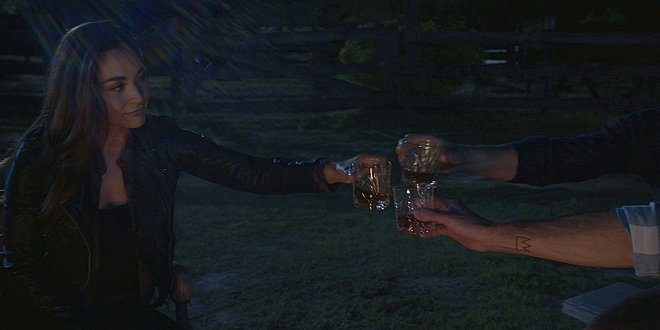 Walker Micki Cordell Liam around campfire drinking 1.15. Walker Micki Cordell Liam around campfire drinking 1.15.