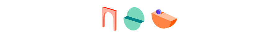 A second break with three colorful shapes.
