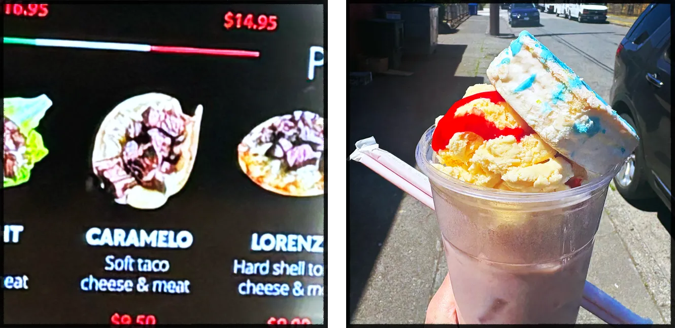 Taco menu and dessert horchata