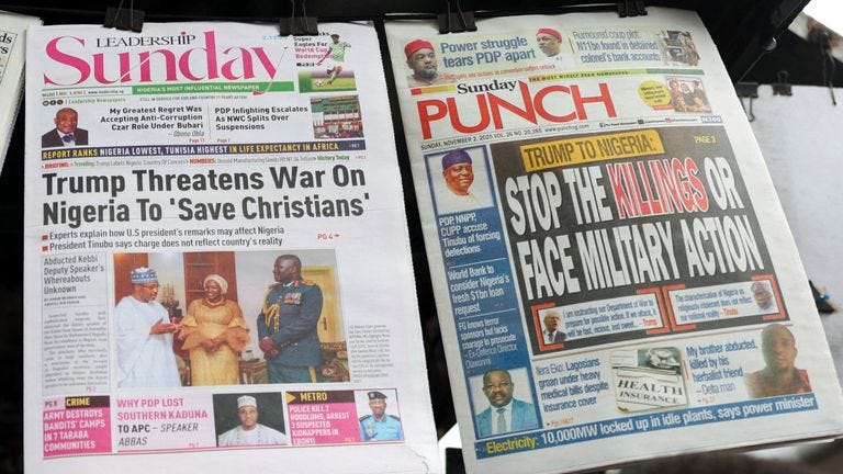 Donald Trump warns Nigeria that US troops or airstrikes 'could be' used to  prevent killing of Christians | US News | Sky News