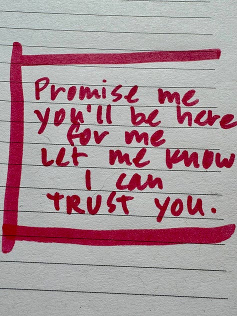 two pictures of a colorful office and a quote that says promise me you'll be here let me know I can trust you