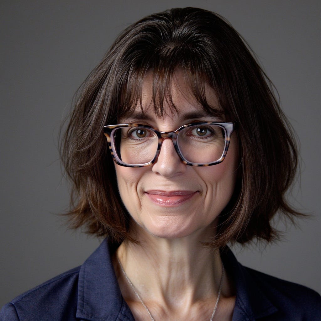 Short tousled meg ryan hair cut, glasses, bangs, salt and pepper hair