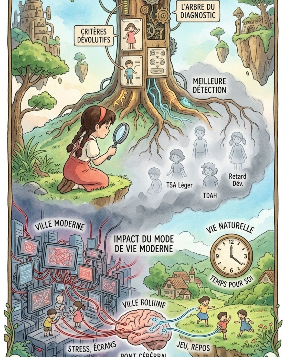 L’augmentation perçue des cas de « zone grise » du développement (troubles du spectre de l’autisme légers, TDAH ou retards du développement) chez les enfants s’explique par la combinaison de deux facteurs majeurs, une meilleure détection grâce à l’évolution des critères de diagnostic et l’impact direct du mode de vie moderne sur le développement cérébral.