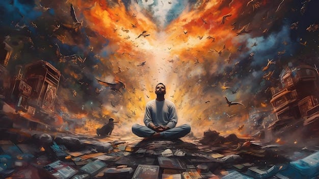 Mind Over Matter Person meditating amidst chaos demonstrating the power of  mindfulness and mental focus Generative ai | Premium AI-generated image