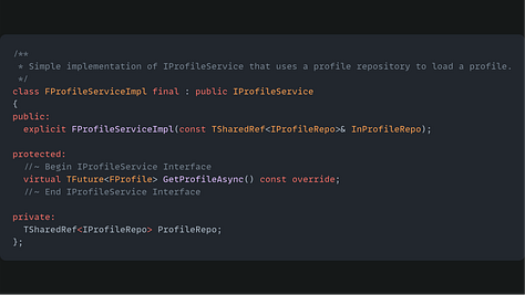 Service and Repo interfaces and implementations. Profile Model and example json