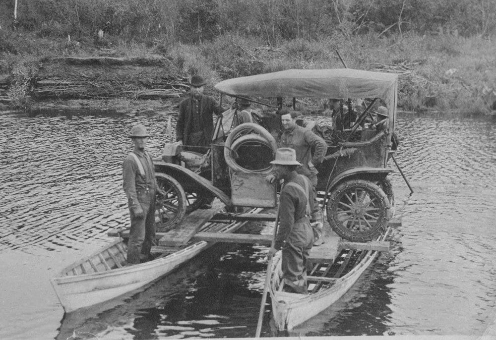 Bobby Sheldon crossing the Tanana River in a Ford Model T along the Valdez Trail in Alaska. Bobby Sheldon crossing the Tanana River in a Ford Model T along the Valdez Trail in Alaska.