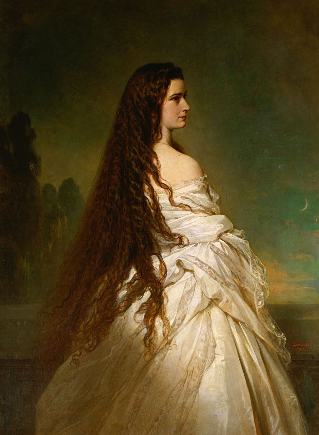 Empress Sisi in white with diamond stars in her hair Empress Sisi in white with diamond stars in her hair