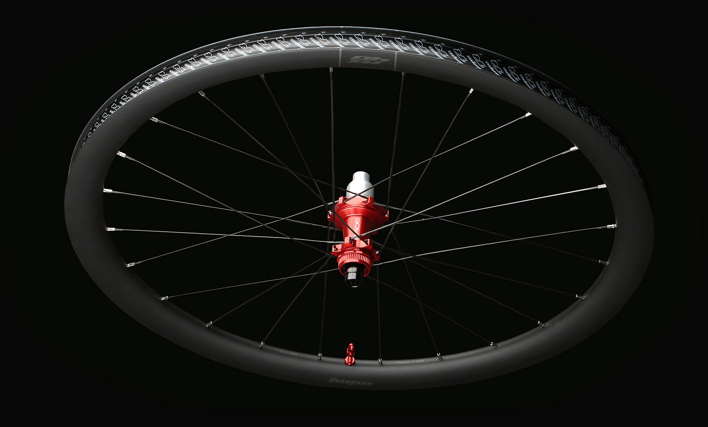 Hope RX40 hookless tubeless carbon gravel wheels with red hubs