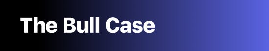 Header graphic with a blue and purple gradient that reads 'The Bull Case' in a bold, white font.