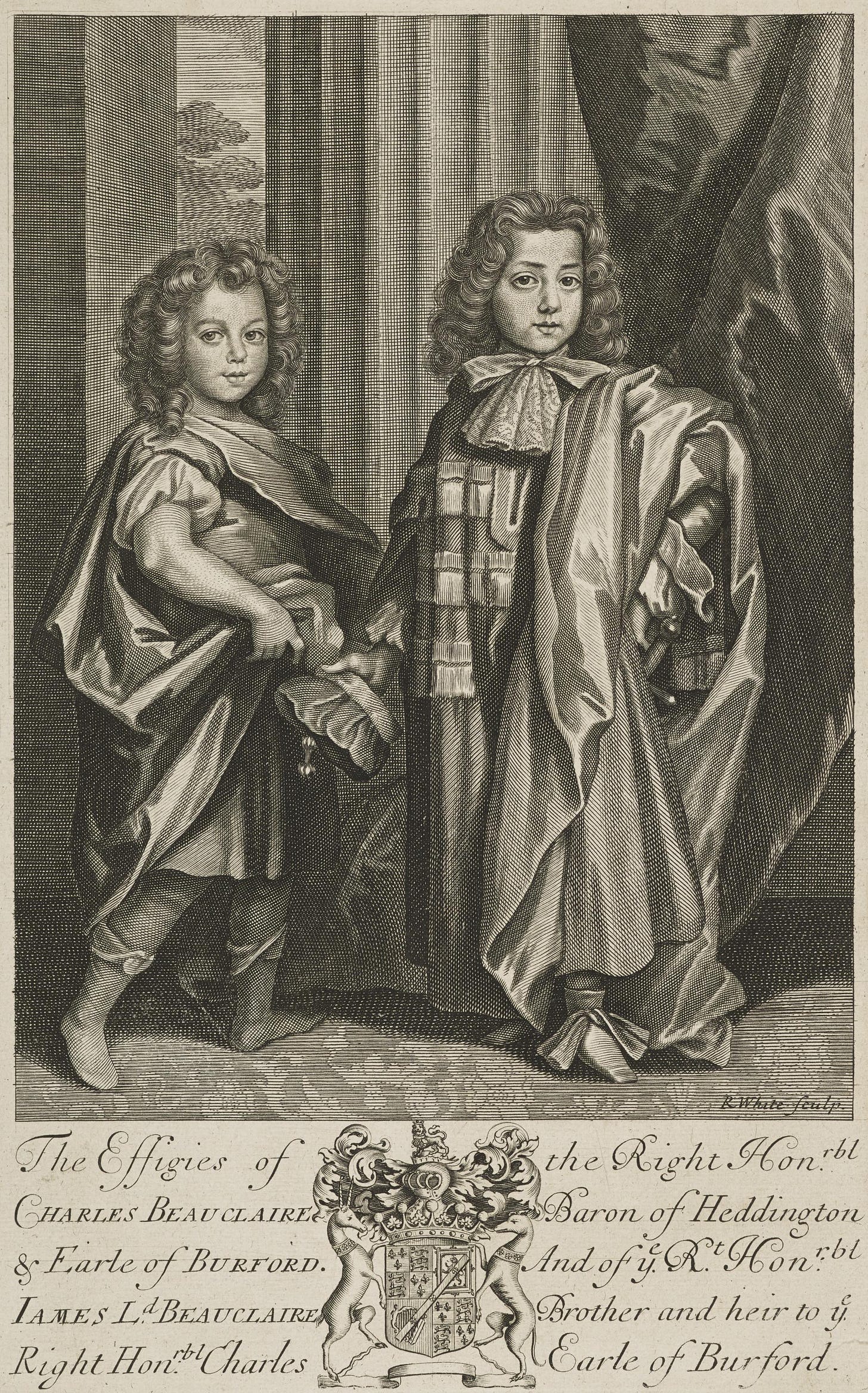 Line engraving of Charles and James Beauclerk. Line engraving of Charles and James Beauclerk.