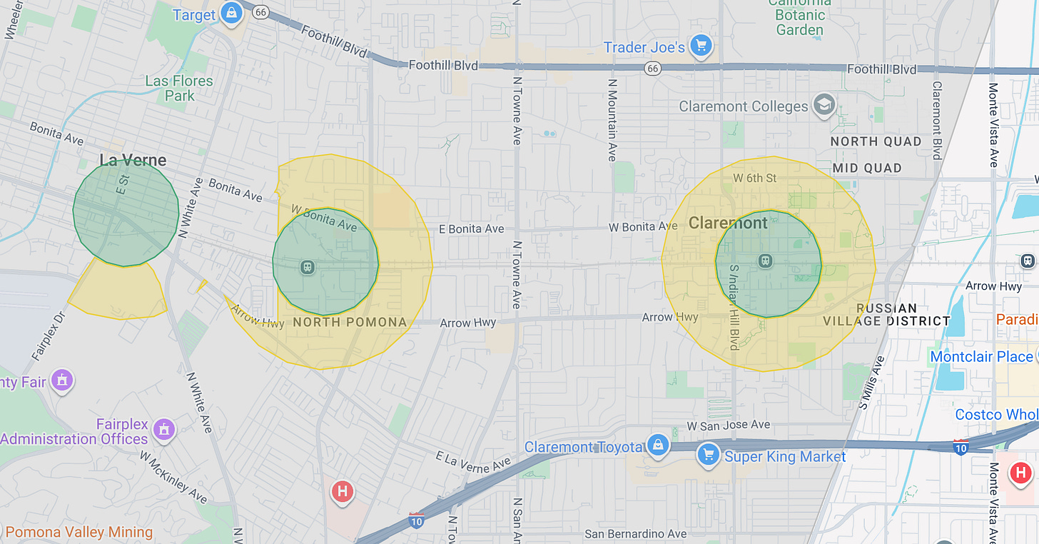 A map showing coverage in a few cities. A map showing coverage in a few cities.
