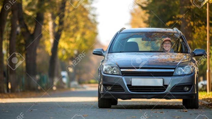My mom driving.