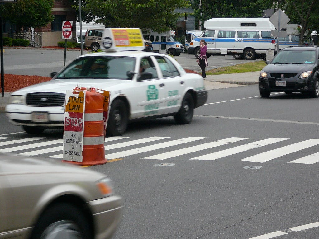 State Law sez, STOP for pedestrians in crosswalk