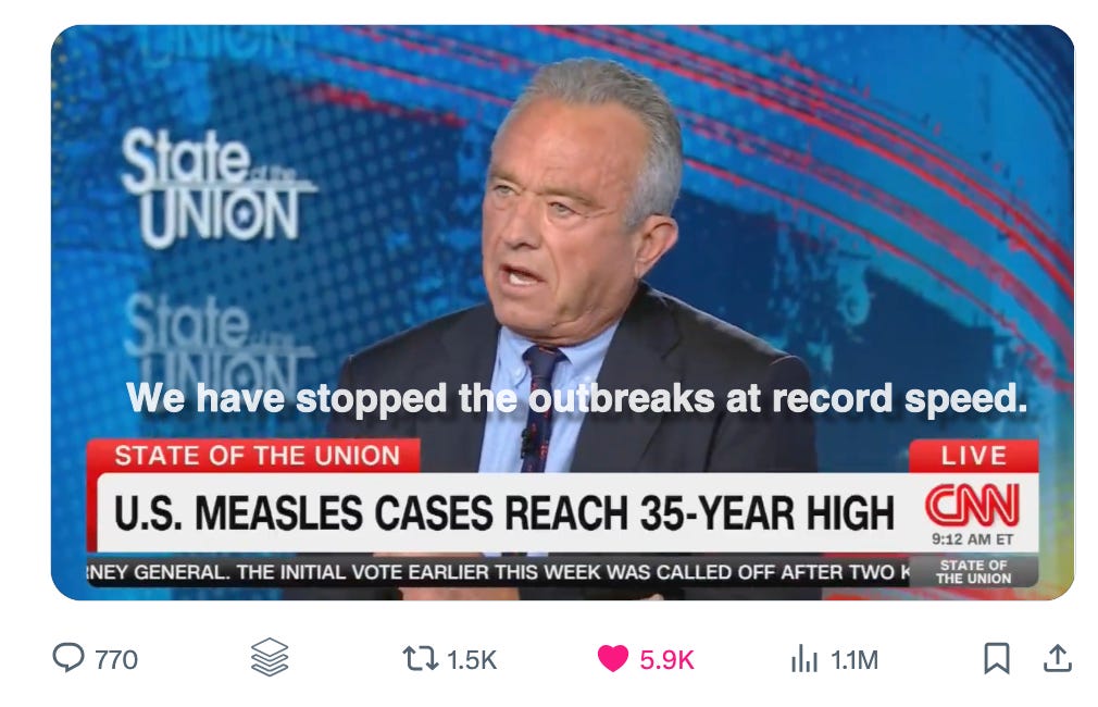 Secretary Kennedy is definitely breaking records when it comes to measles! Secretary Kennedy is definitely breaking records when it comes to measles!