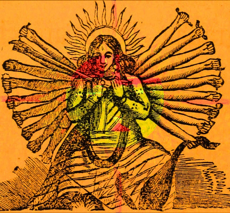 Collaged artwork (by the author) of a supposed ‘deity’.