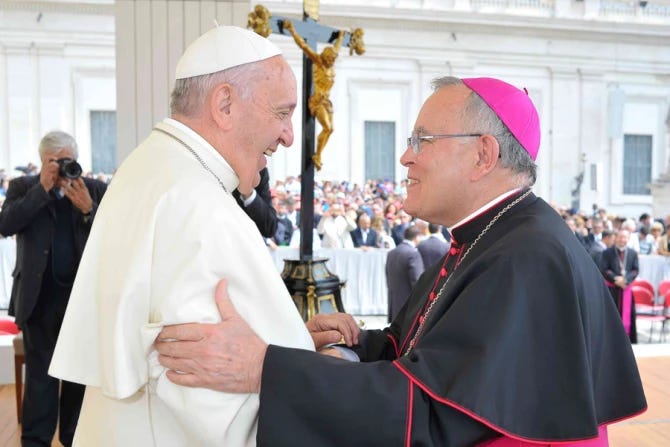 Pope Francis 2 with Archbishop Charles Chaput at the Wednesday general audience in St Peters Square on June 24 2015 Credit LOsservatore Romano CNA 6 24 15 Pope Francis 2 with Archbishop Charles Chaput at the Wednesday general audience in St Peters Square on June 24 2015 Credit LOsservatore Romano CNA 6 24 15