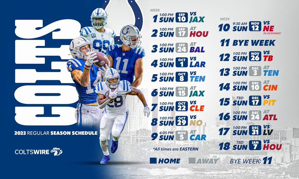 Calendario Colts 2023 Calendario Colts 2023