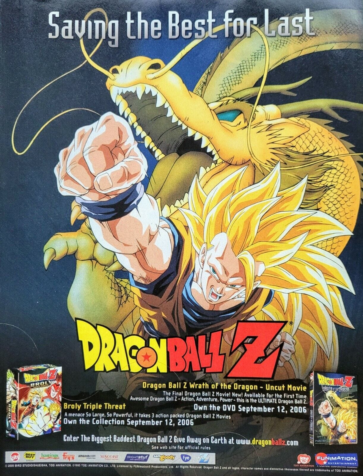 DRAGON BALL Z Wrath of the Dragon & Broly Triple Threat Movies = Print  AD/Poster | eBay