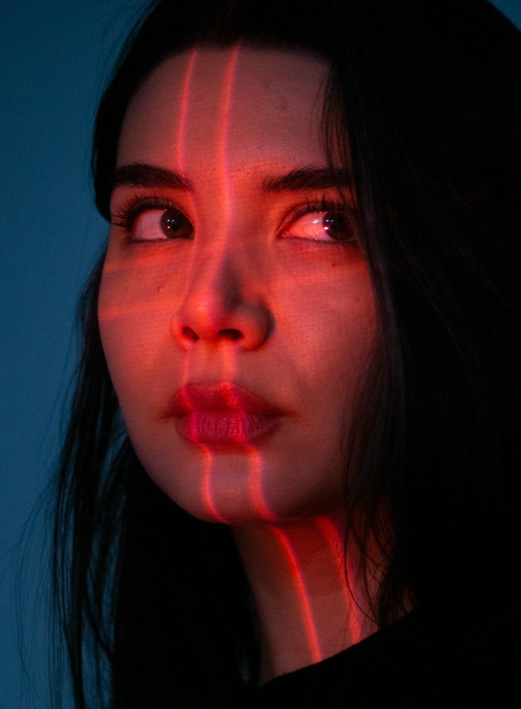 woman in black shirt with red lipstick woman in black shirt with red lipstick